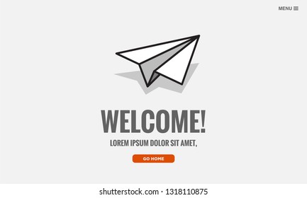 Welcome Page Interface Design with Paper Plan Illustration
