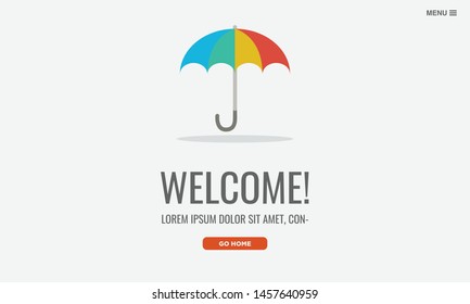 Welcome Page UI Design with Umbrella