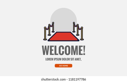 Welcome Page UX UI for With Red Carpet Vector Illustration in Flat Style