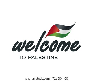Welcome to Palestine flag sign logo icon