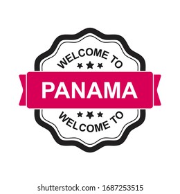 Welcome to Panama label, rubber stamp design