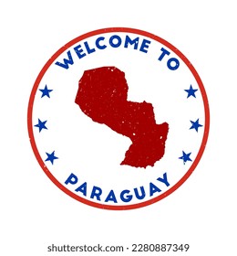 Welcome to Paraguay stamp. Grunge country round stamp with texture in Blue Hour color theme. Vintage style geometric Paraguay seal. Trendy vector illustration.