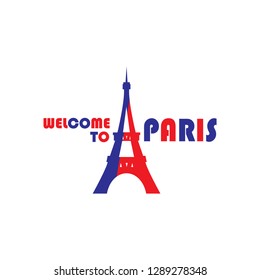 Welcome to Paris Eiffel tower logo vector design template