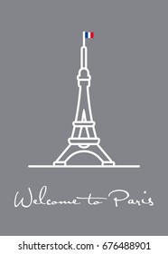 Welcome to Paris, Greeting Card vector illustration with Eiffel Tower..