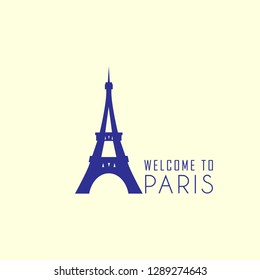 Welcome to paris logo,  Eiffel tower vector design template