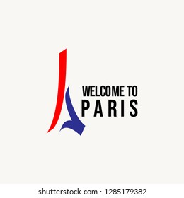 Welcome to Paris Logo Vector Template Design Illustration