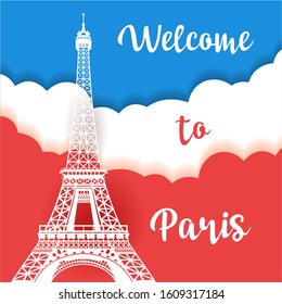 Welcome to Paris. Poster, flyer, travel leaflet.