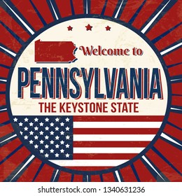 Welcome to Pennsylvania vintage grunge poster, vector illustration