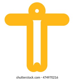 Welcome Person vector icon. Style is contour flat icon symbol, yellow color, white background.