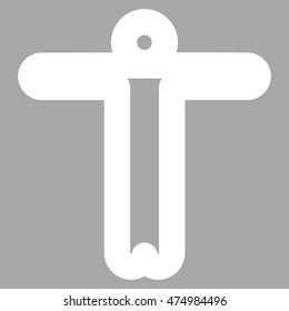Welcome Person vector icon. Style is contour flat icon symbol, white color, silver background.