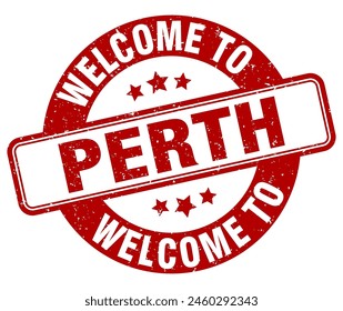 Welcome to Perth stamp. Perth round sign isolated on white background