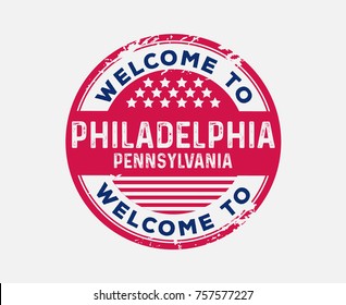 Welcome To Philadelphia Round Badge Stars Stripes