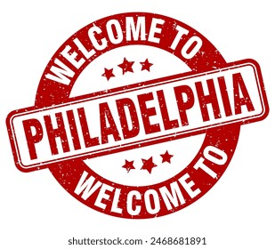 Welcome to Philadelphia stamp. Philadelphia round sign isolated on white background