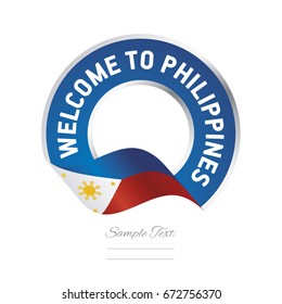 Welcome To Philippines Flag Blue Label Logo Icon