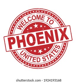 Welcome to Phoenix grunge red rubber stamp on white background, vector illustration