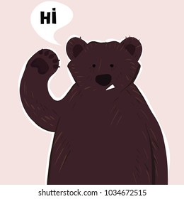 Welcome picture with bear on pink background