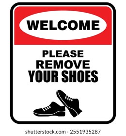 Welcome, Please remove your shoes, sticker vector