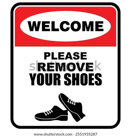 Welcome, Please remove your shoes, sticker vector
