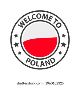 Welcome to Poland. Collection of icons welcome to. Stamp welcome to with waving country flag