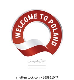 Welcome to Poland flag red label logo icon