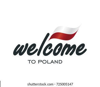 Welcome To Poland Flag Sign Logo Icon