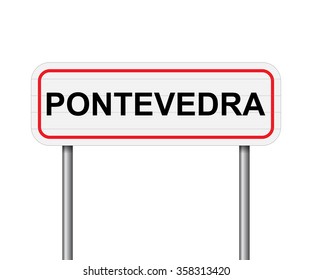 Welcome to Pontevedra Spain road sign vector