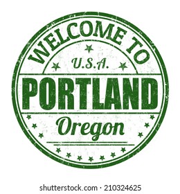 Welcome to Portland grunge rubber stamp on white background, vector illustration