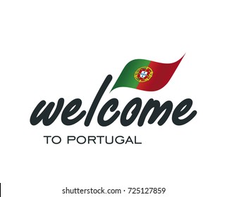 Welcome to Portugal flag sign logo icon