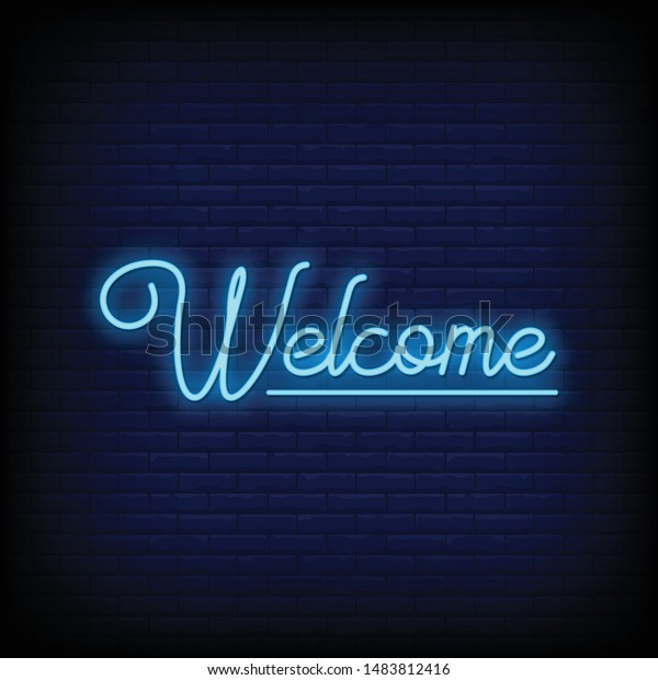 Welcome Poster Neon Style Welcome Neon Stock Vector (Royalty Free ...