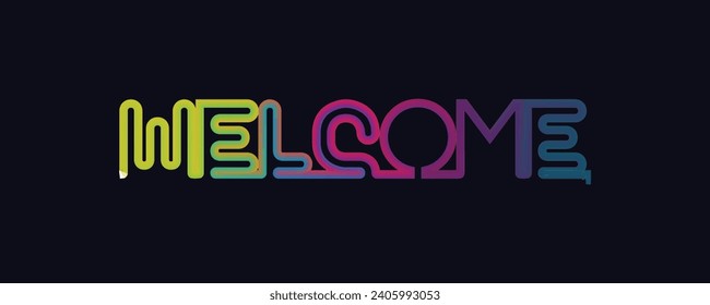 Welcome poster with spectrum brush strokes on white background. Colorful gradient brush design. Vector