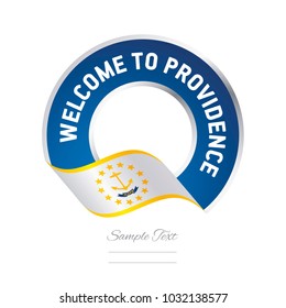Welcome to Providence Rhode Island flag ribbon  travel logo icon stamp