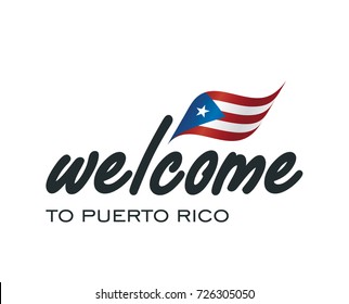 Welcome to Puerto Rico flag sign logo icon