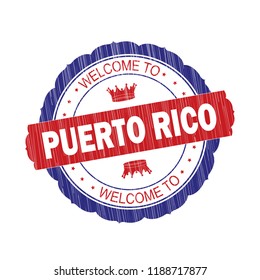 Welcome to Puerto Rico flag Stamp on white background,Thai design.Vector