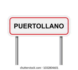 Welcome to Puertollano, Spain road sign vector