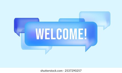 Welcome quote box on yellow background. Vector Illustration. 3d design.