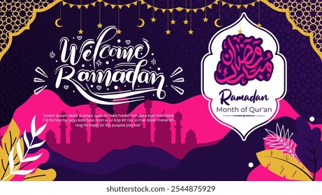 Bienvenido Ramadán Ilustración vectorial de Plantilla Editable