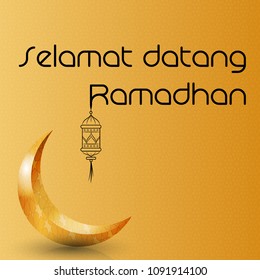 Welcome Ramadan greeting background islamic symbol crescent pattern