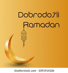 "Welcome Ramadan" greeting background islamic symbol crescent pattern