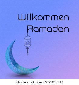 Welcome Ramadan greeting background islamic symbol crescent pattern