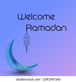 "Welcome Ramadan" greeting background islamic symbol crescent pattern