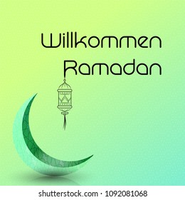 Welcome Ramadan greeting background islamic symbol crescent pattern