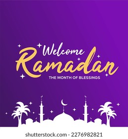 Welcome Ramadan Greeting card template. Ramadan poster design template. Welcome Ramadan vector design. 