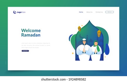 Welcome Ramadan Illustration For Greeting Post On Landing Page Concept