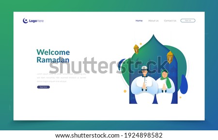 Welcome Ramadan Illustration for greeting post on landing page concept