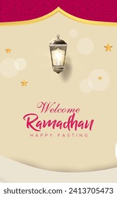 welcome ramadan kareem 2024 banner with purple and yellow background design 06