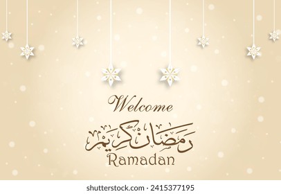 welcome ramadan kareem 2024 banner with white background design 38