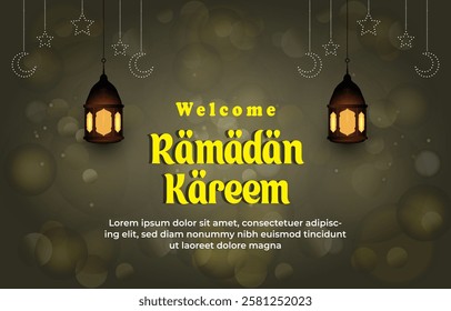 welcome ramadan template banner with islamic ornament and yellow background design 10