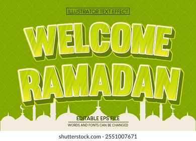 Efecto de texto de Ramadán de bienvenida. efecto de texto editable