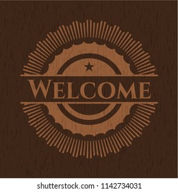 Welcome realistic wood emblem