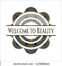 Welcome to Reality arabesque badge. arabic decoration.
